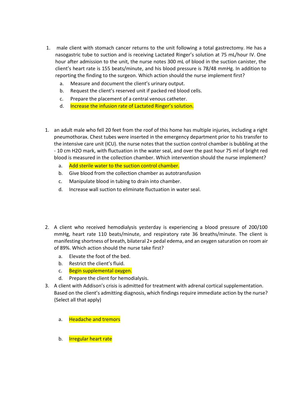 Preview page 2 of HESI EXIT RN 2022 V3 160  QUESTIONS WITH  CORRECT ANSWERS