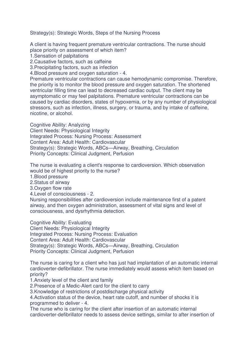 Preview page 9 of BSTRANDABLE NCLEX CARDIOVASCULAR/HEMATOLOGIC 2 OF 2 DEFINATION EXAM