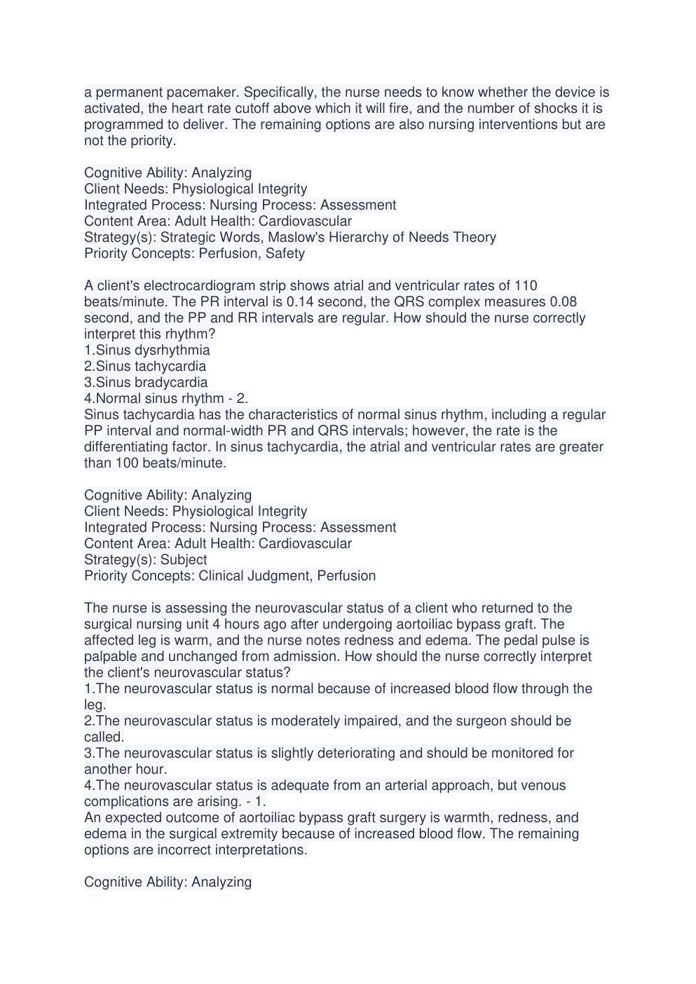 Preview page 10 of BSTRANDABLE NCLEX CARDIOVASCULAR/HEMATOLOGIC 2 OF 2 DEFINATION EXAM