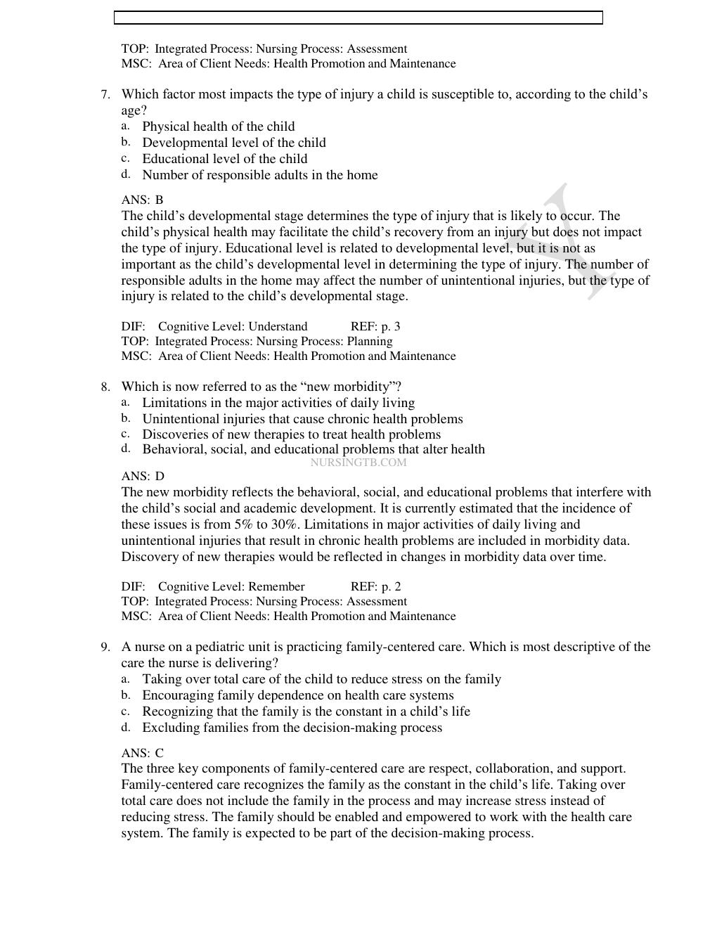 Preview page 4 of TEST BANK for Wong's Essentials of Pediatric Nursing 10th Edition by Marilyn J. Hockenberry, David Wilson