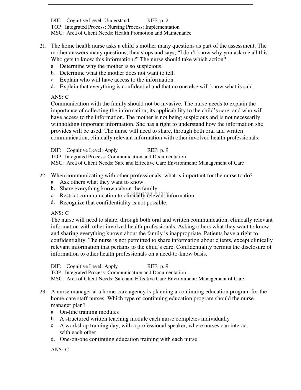 Preview page 9 of TEST BANK for Wong's Essentials of Pediatric Nursing 10th Edition by Marilyn J. Hockenberry, David Wilson