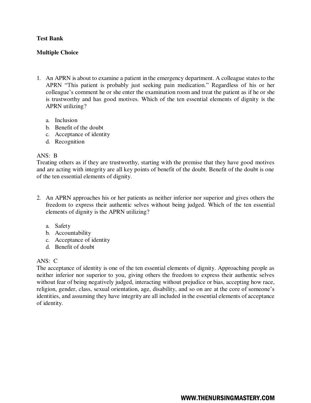 Preview page 6 of Test Bank for Advanced Practice Nursing: Essentials for Role Development 4th Edition Joel
