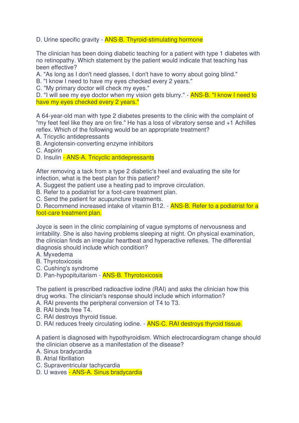 Preview page 2 of DUNPHY - ENDOCRINE AND METABOLIC PROBLEMS QUESTIONS AND ANSWERS 2022