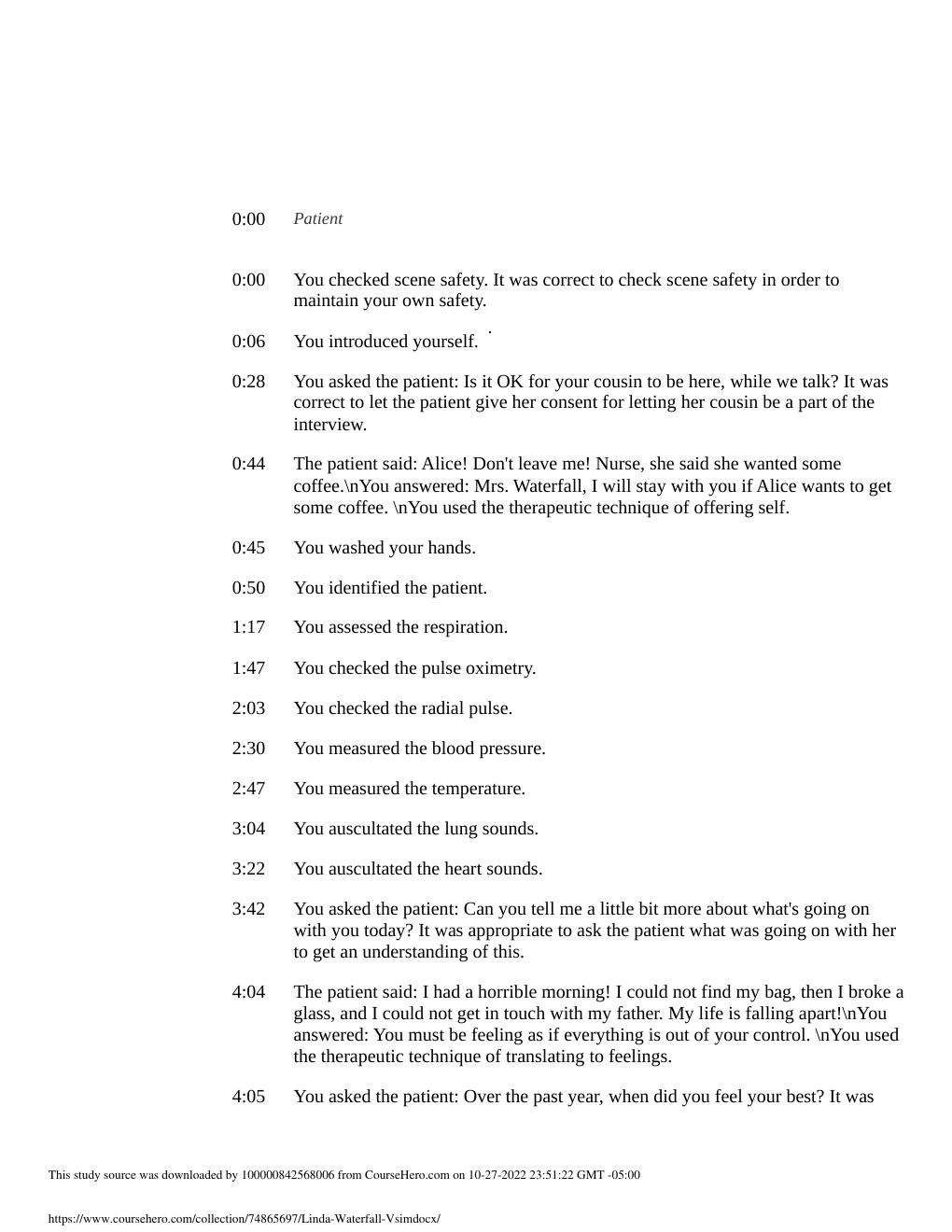 Preview page 2 of LINDA WATERFALL Case: Severe Anxiety Vsim