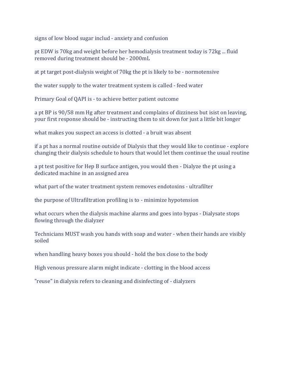 Preview page 2 of Fresenius CCHT Certification Preparation Test