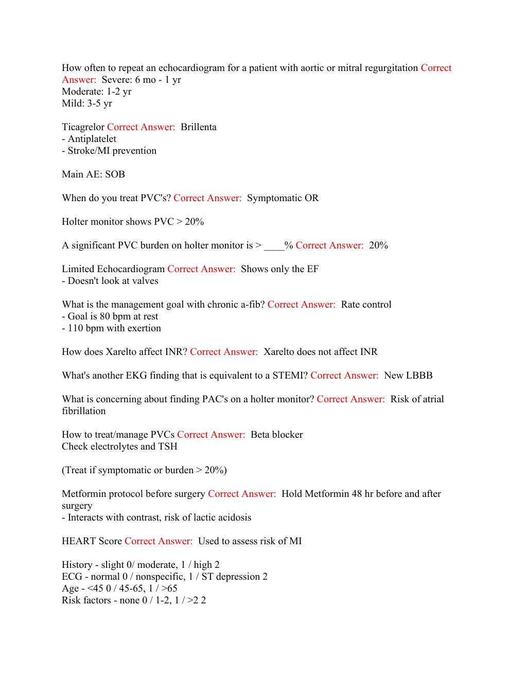 Preview page 2 of Cardiology Rotation 4 Contains 222 QUESTIONS and SOLUTIONS