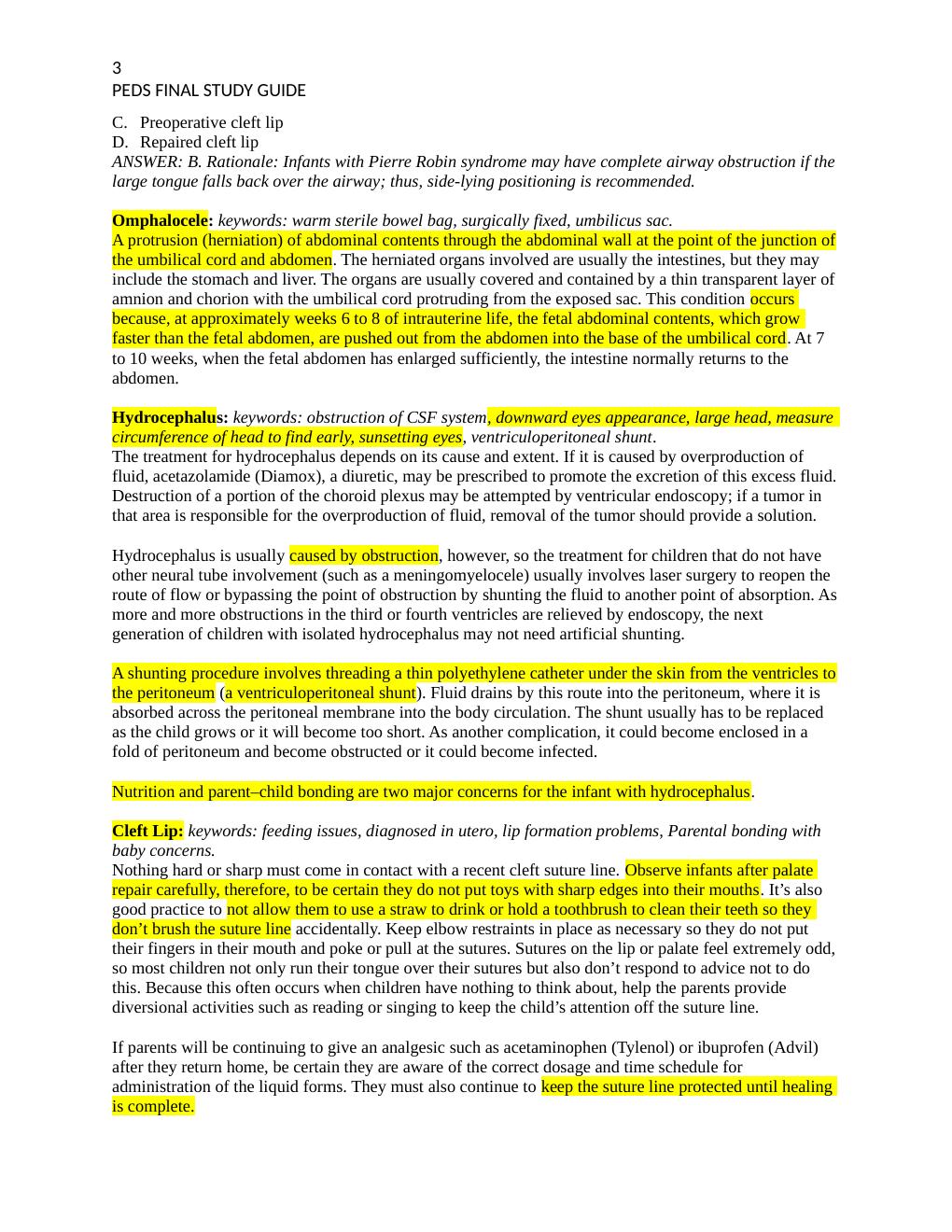 Preview page 3 of Pediatrics Final Study Guide 2022