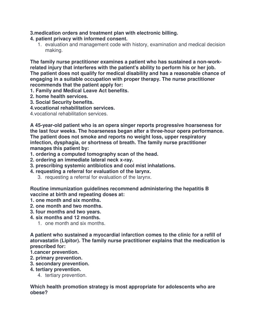 Preview page 2 of ANCC FNP SAMPLE ACTUAL EXAM QUESTIONS AND ANSWERS LATEST SOLUTION COMPLETE GUIDE.