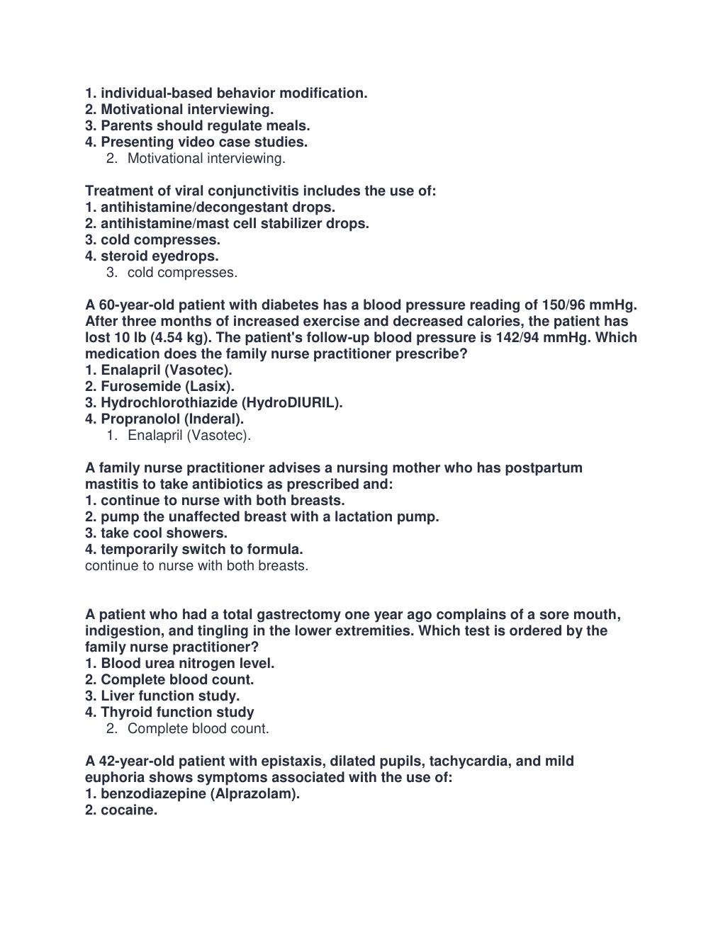 Preview page 3 of ANCC FNP SAMPLE ACTUAL EXAM QUESTIONS AND ANSWERS LATEST SOLUTION COMPLETE GUIDE.