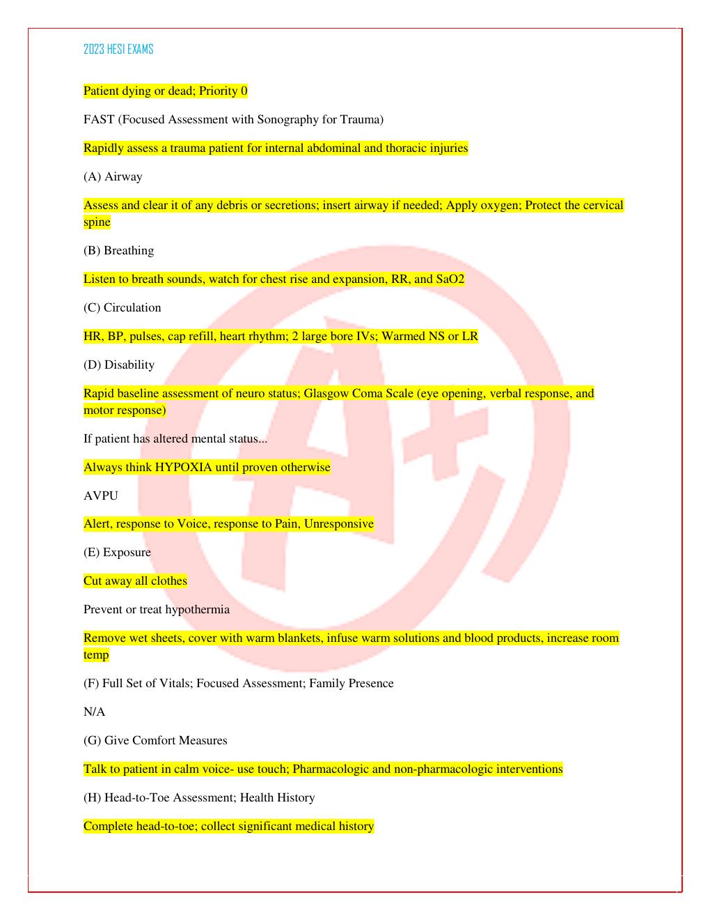 Preview page 2 of N484 Unit 3 STUDY GUIDE- Trauma