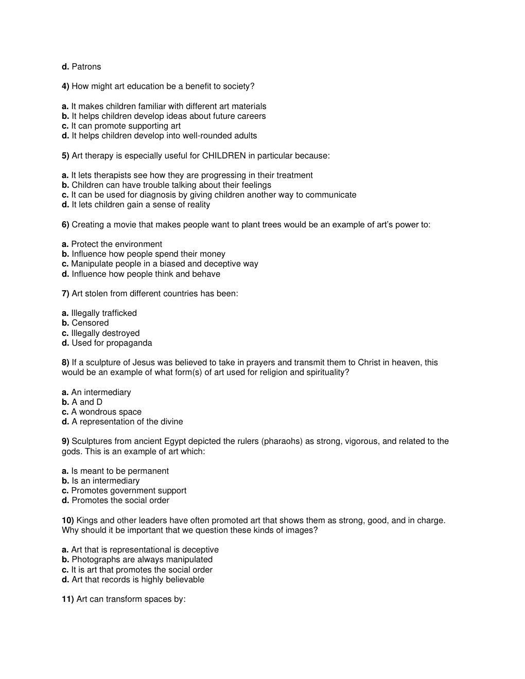 Preview page 2 of Art Matters: A Contemporary Approach to Art Appreciation 1st Edition By Pamela Gordon TEST BANK