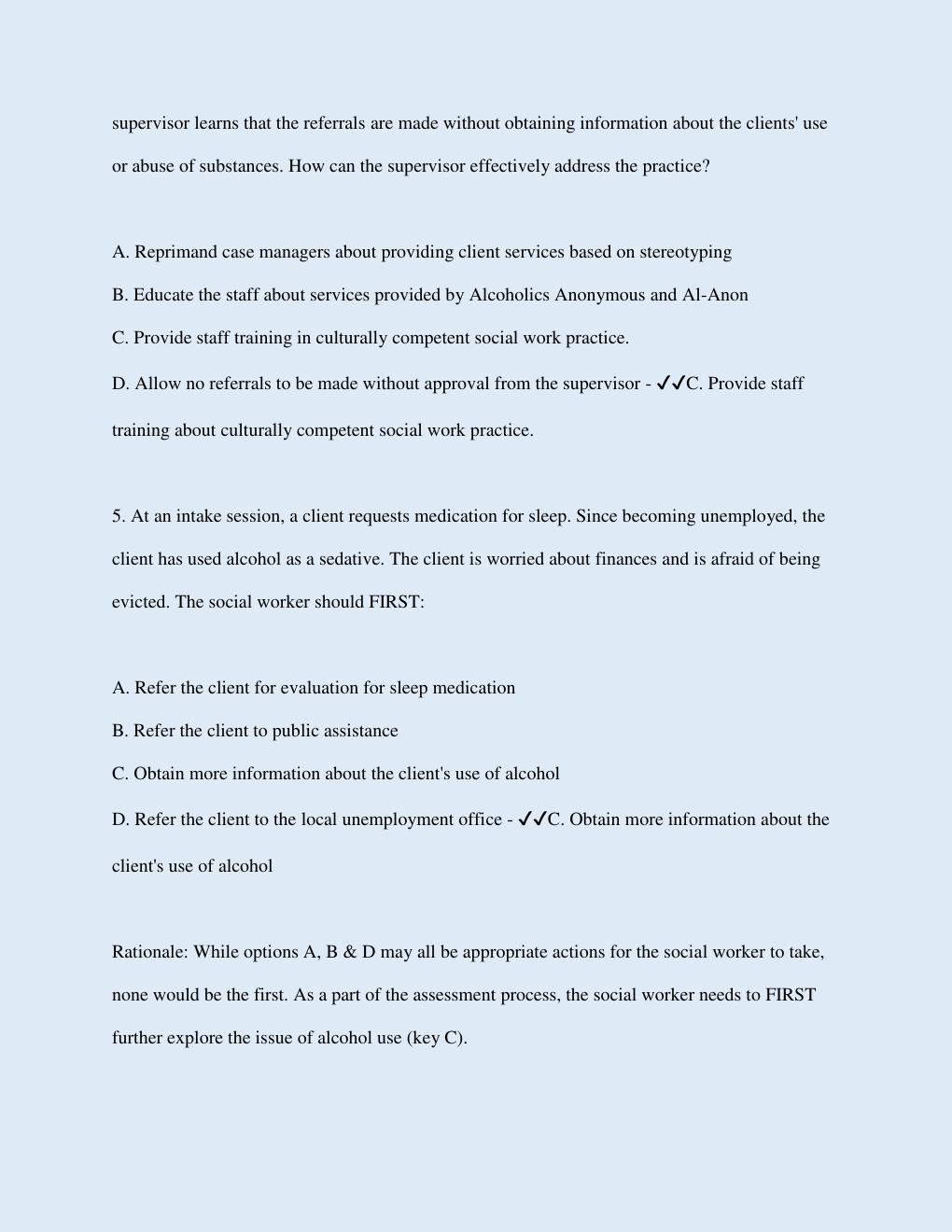 Preview page 3 of LMSW LICENSING EXAM | A 35-year-old individual has recently experienced the death of a parent and the loss of a job and