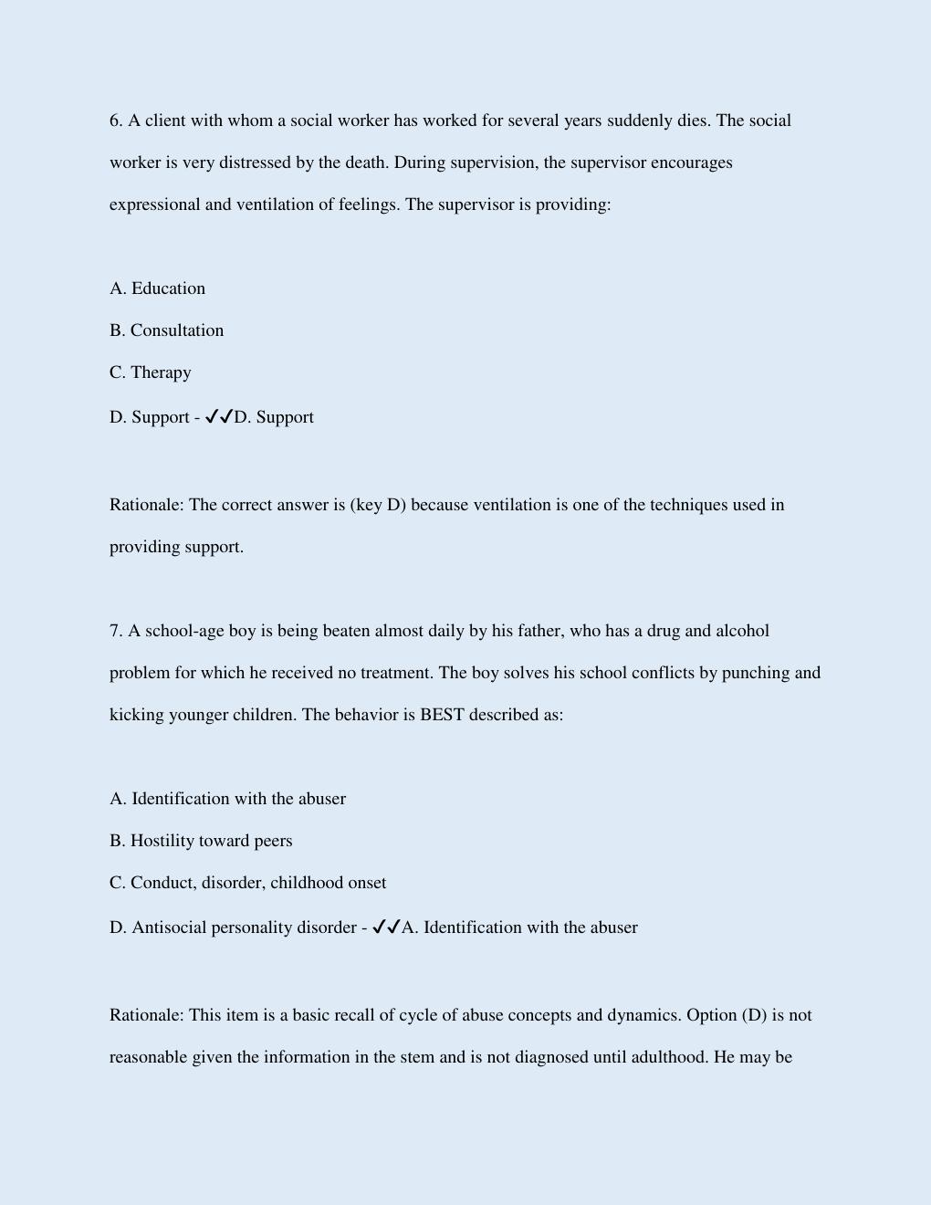 Preview page 4 of LMSW LICENSING EXAM | A 35-year-old individual has recently experienced the death of a parent and the loss of a job and