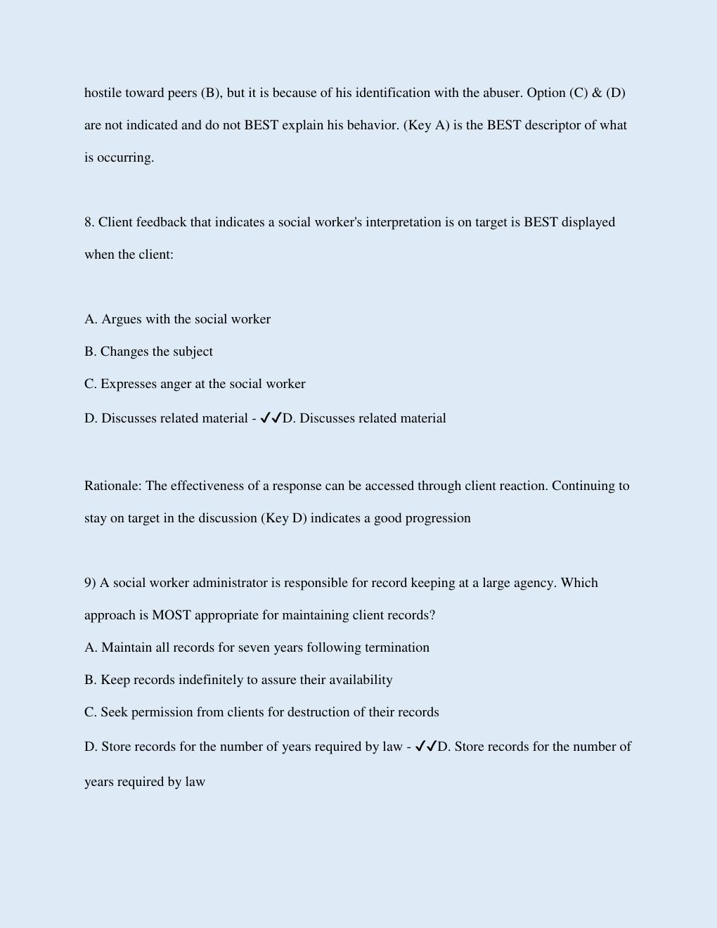 Preview page 5 of LMSW LICENSING EXAM | A 35-year-old individual has recently experienced the death of a parent and the loss of a job and