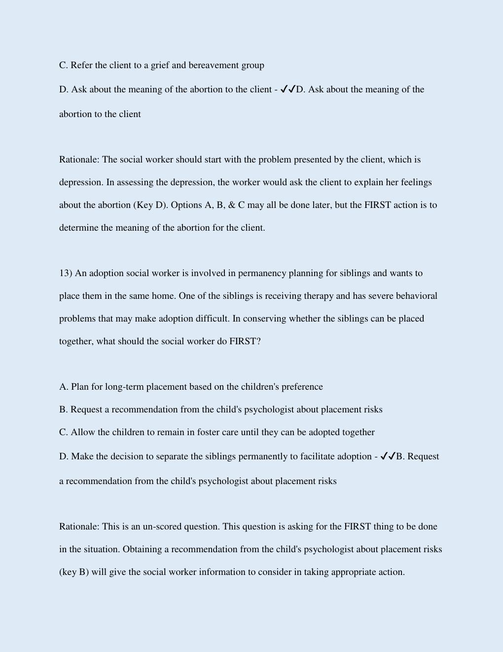 Preview page 8 of LMSW LICENSING EXAM | A 35-year-old individual has recently experienced the death of a parent and the loss of a job and