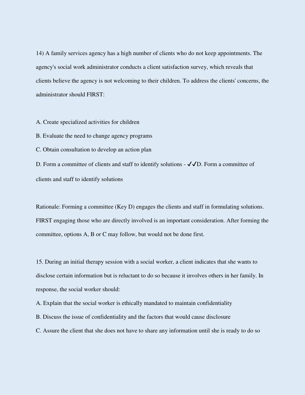 Preview page 9 of LMSW LICENSING EXAM | A 35-year-old individual has recently experienced the death of a parent and the loss of a job and