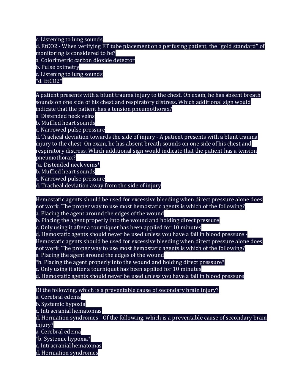 Preview page 3 of PHTLS 9th Ed. Self-test Latest Updates