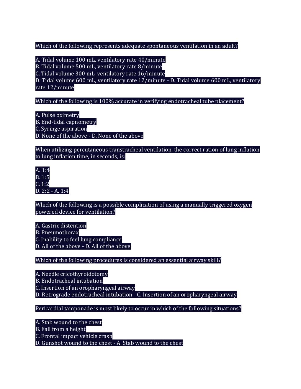 Preview page 3 of PHTLS Pre & Post Test 2023 With Complete Solution