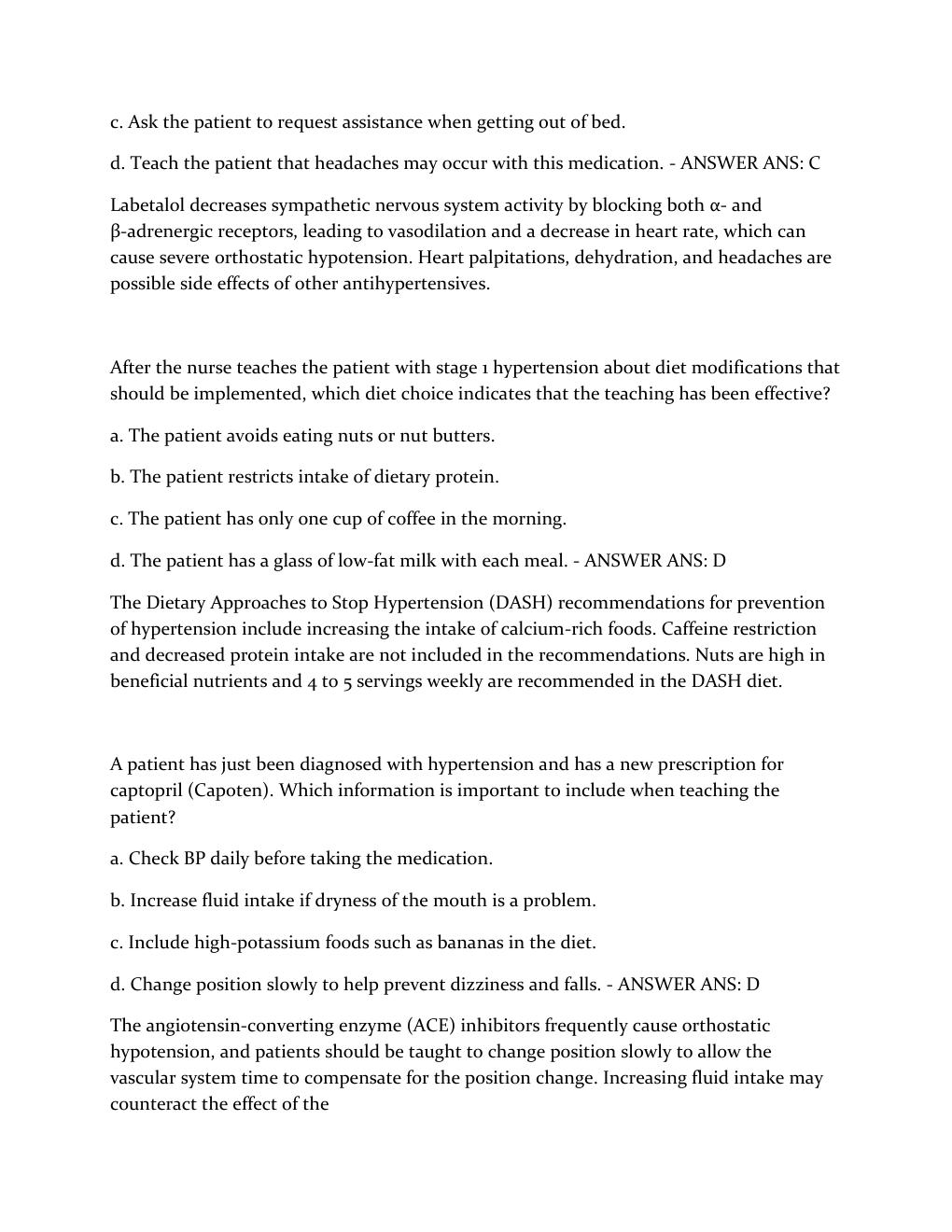 Preview page 2 of Hypertension NCLEX Quizs With Verified Answers
