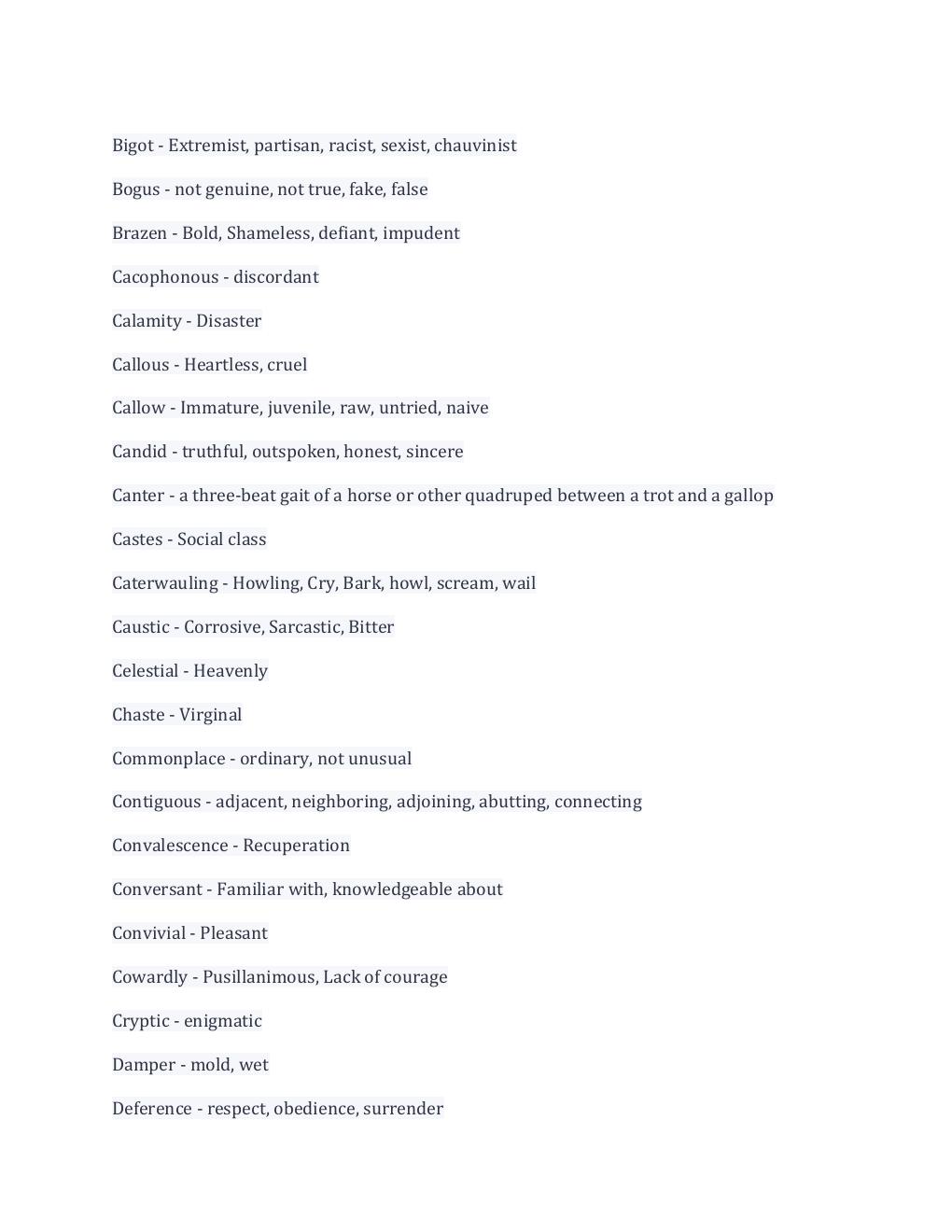 Preview page 2 of NLN PAX VOCABULARY WORDS