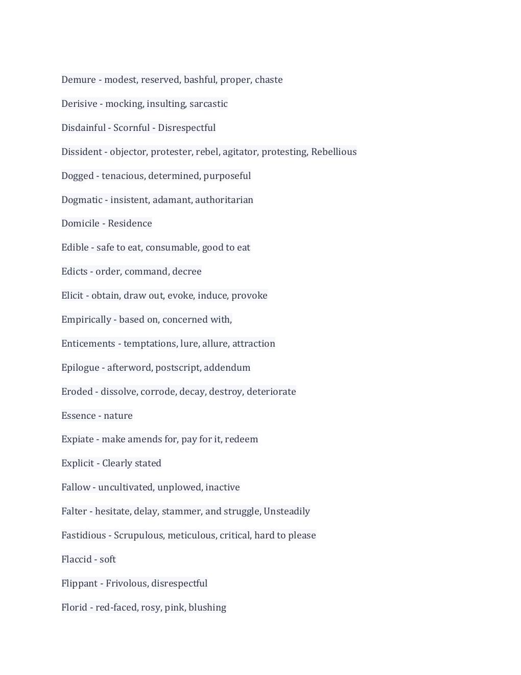 Preview page 3 of NLN PAX VOCABULARY WORDS