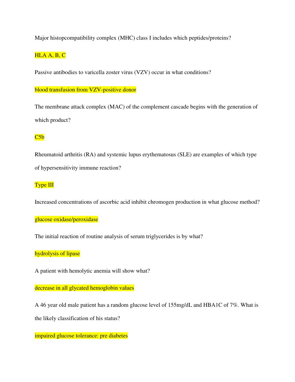 Preview page 2 of ASCP MLS module questions & Answers | Based on the indirect immunofluoresence pattern performed on serum, what would be