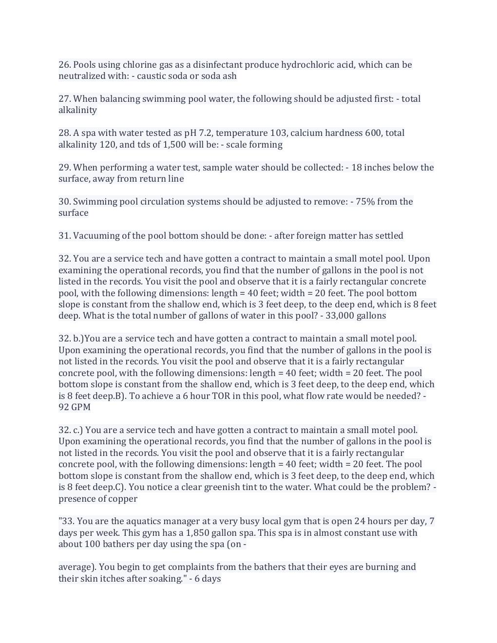Preview page 3 of Certified Pool Operator Handbook Practice Test With Complete Solution