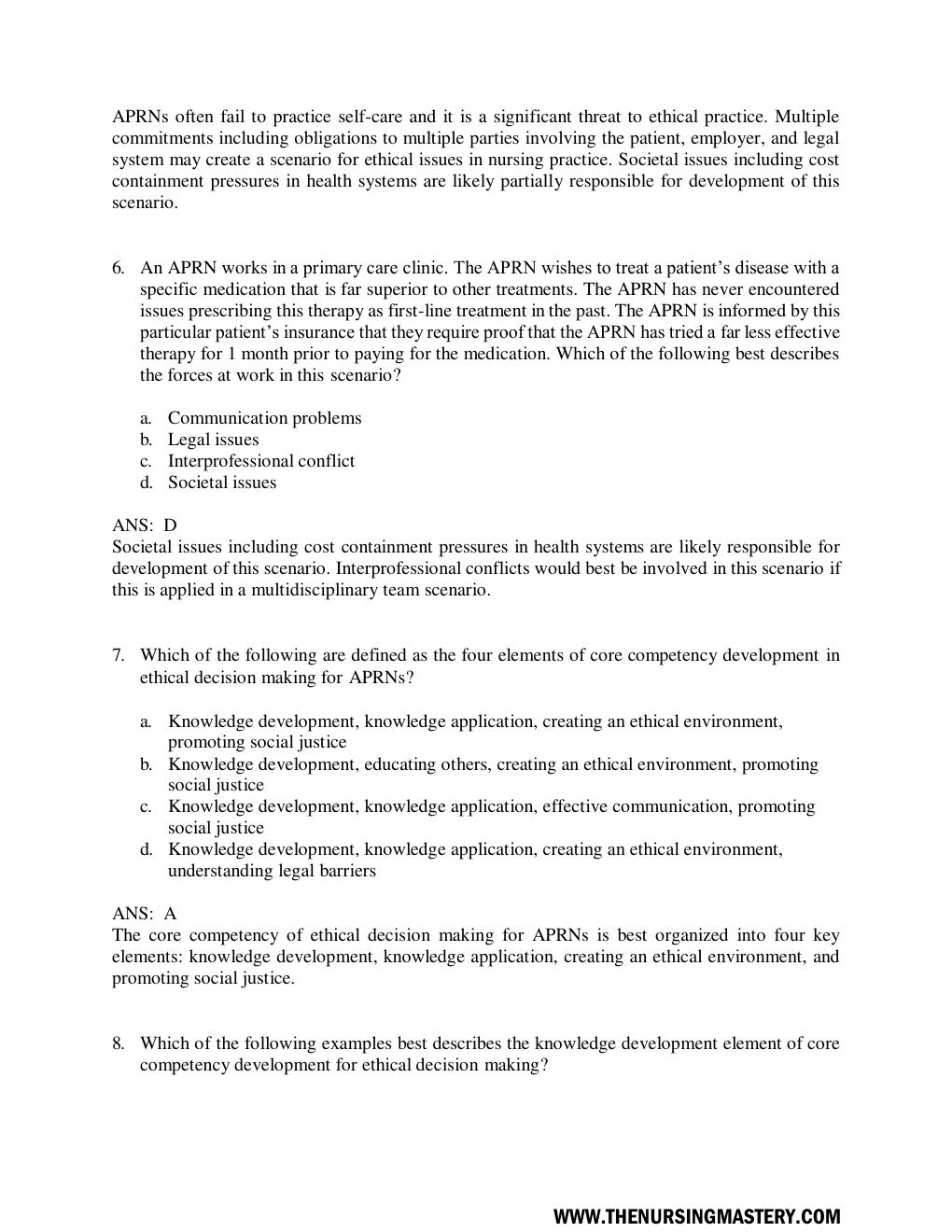 Preview page 7 of Advanced Practice Nursing: Essentials for Role Development 4th Edition Joel Test Bank