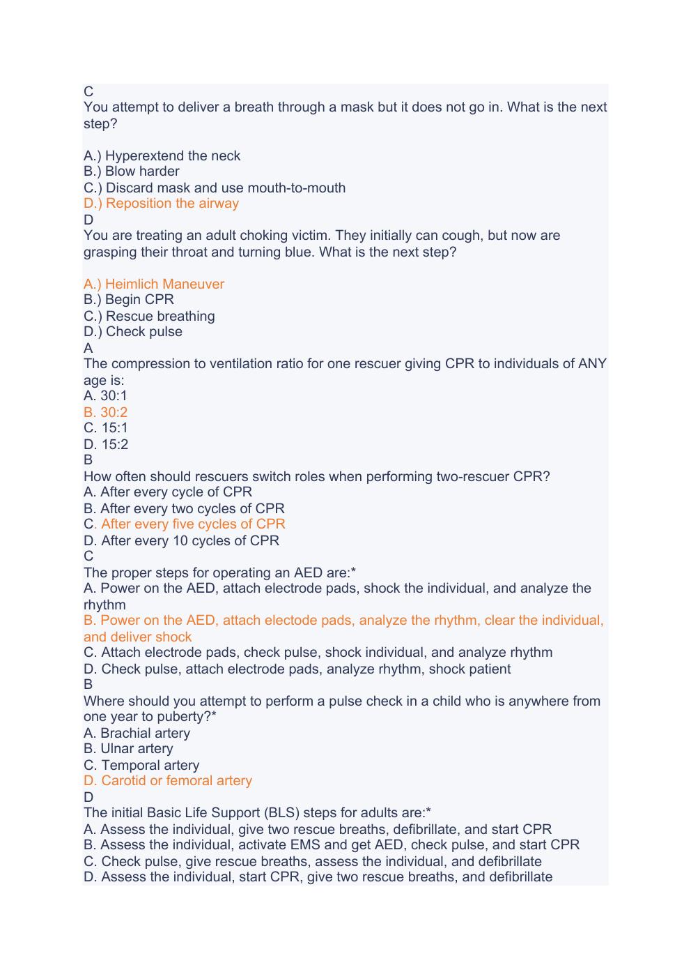 Preview page 2 of BLS CPR exam-with 100% verified solutions-2023-2024