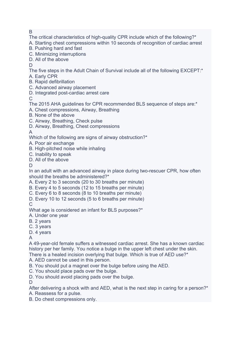 Preview page 3 of BLS CPR exam-with 100% verified solutions-2023-2024