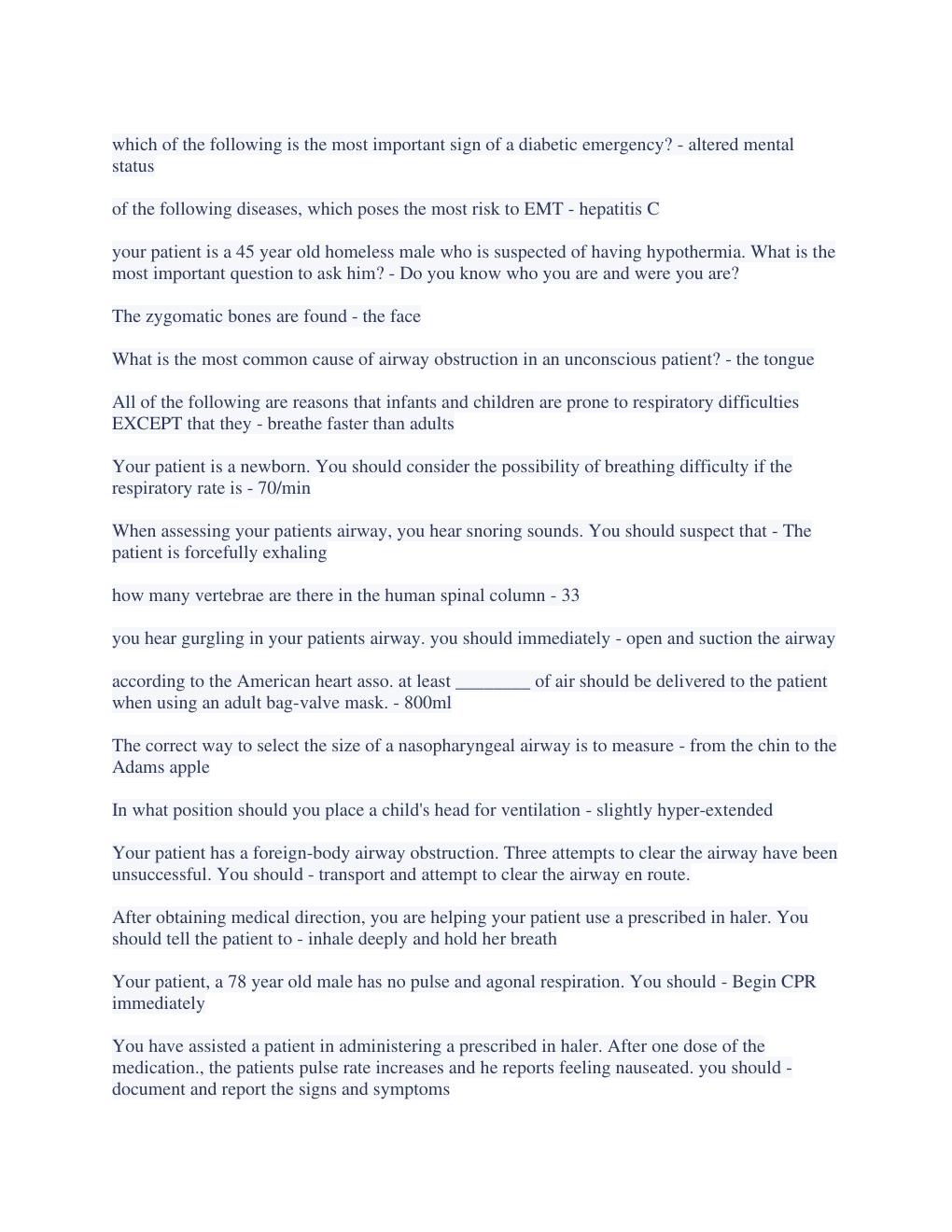 Preview page 2 of EMT Practice Exam 2 Questions And Answers Recents