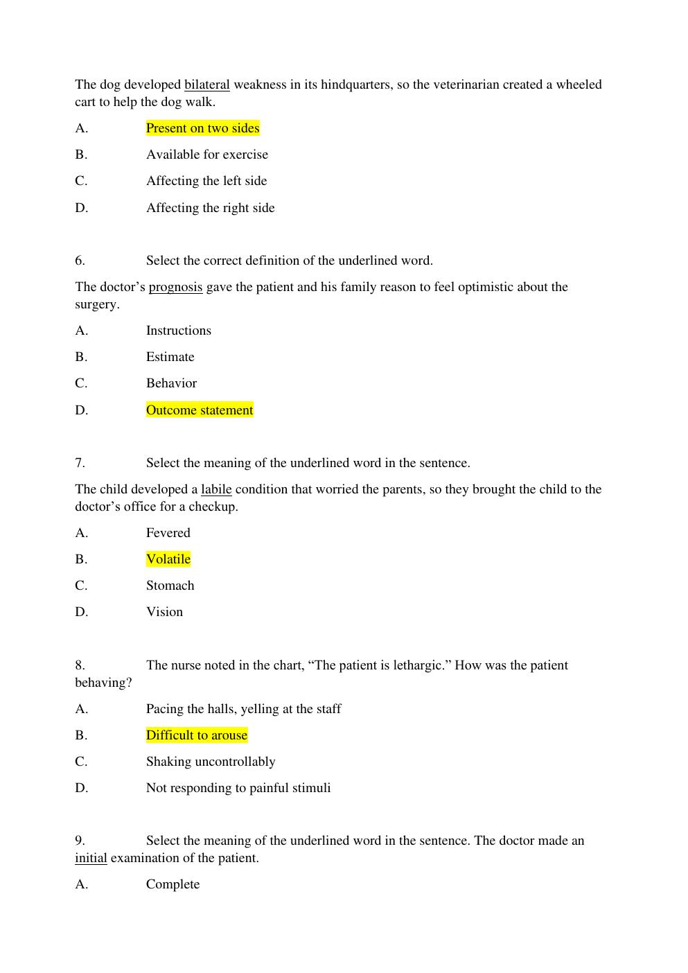Preview page 2 of HESI A2 VOCABULARY FILE