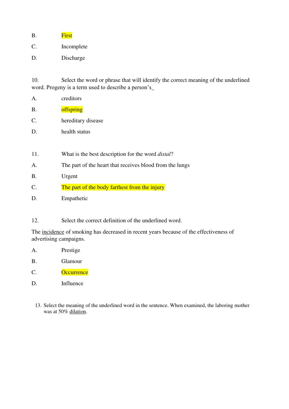 Preview page 3 of HESI A2 VOCABULARY FILE
