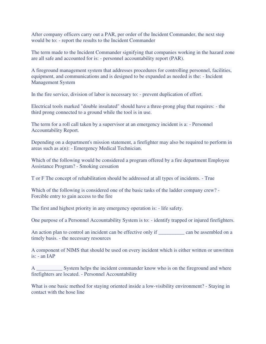 Preview page 2 of TCFP Basic Structural Firefighter Review 2023