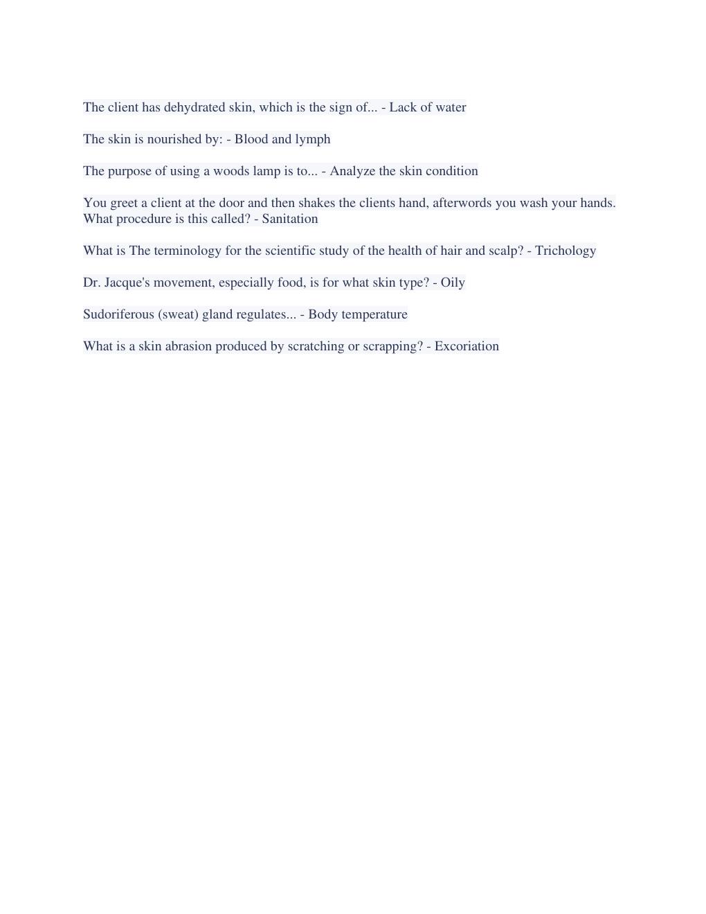 Preview page 3 of PSI esthetics written exam With Complete Solution