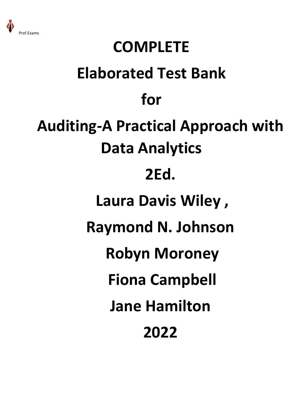 Preview page 2 of TEST BANK for Auditing: A Practical Approach with Data Analytics, 2nd Edition by Raymond N. Johnson, Laura Davis Wiley