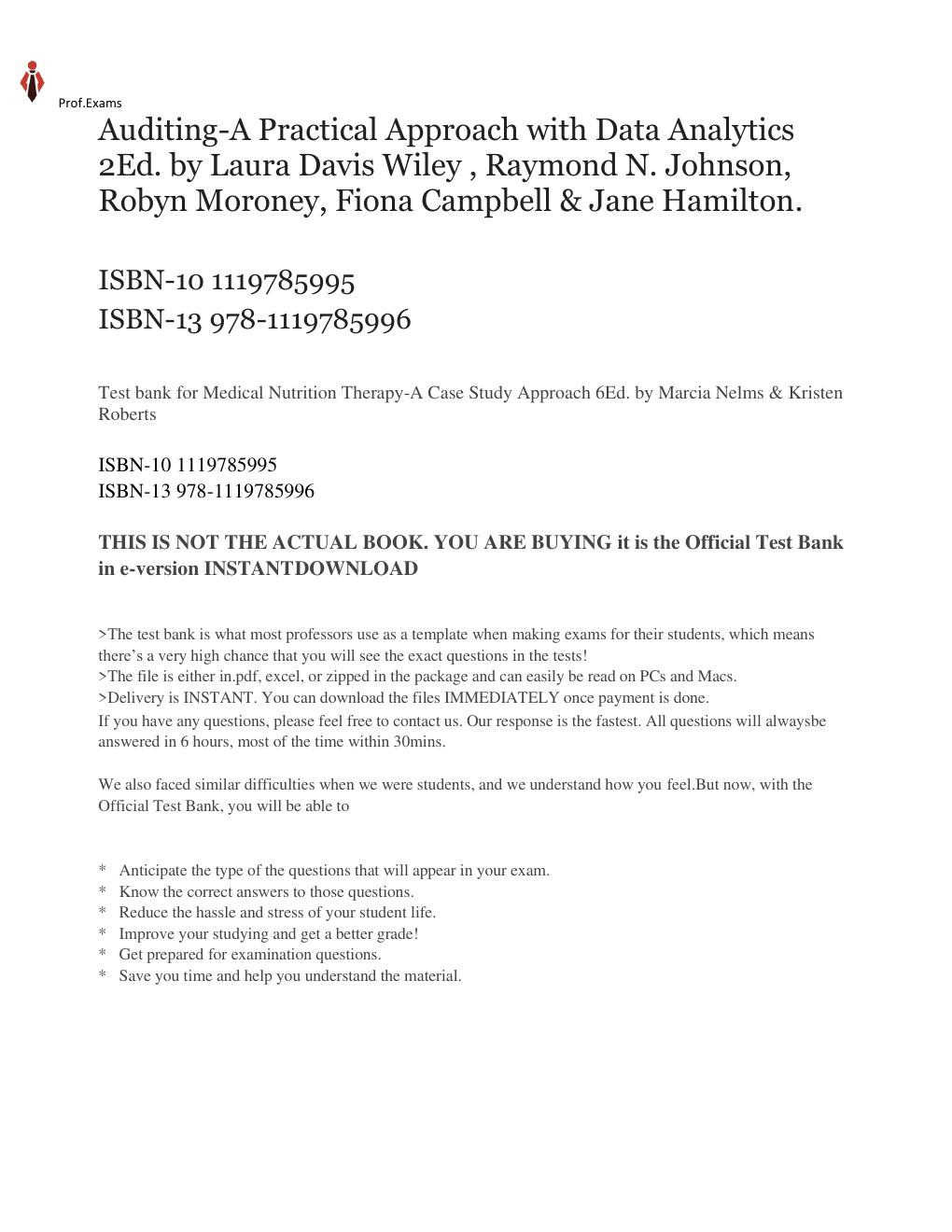Preview page 3 of TEST BANK for Auditing: A Practical Approach with Data Analytics, 2nd Edition by Raymond N. Johnson, Laura Davis Wiley