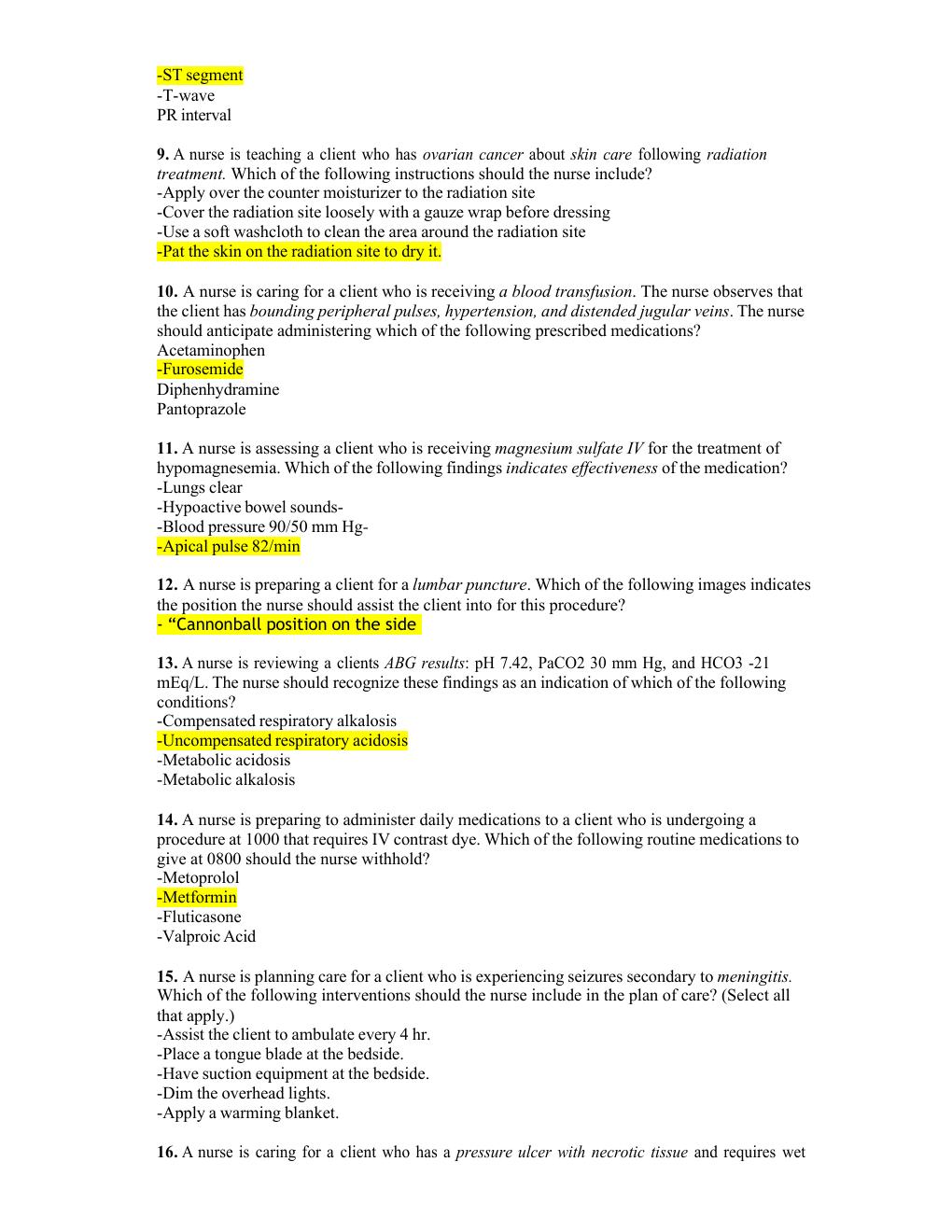 Preview page 2 of NURS MISC Med Surg Final EXAM With Answers Correct