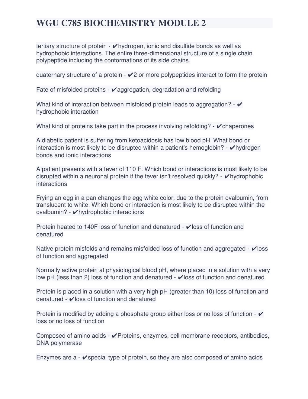 Preview page 2 of WGU C785 BIOCHEMISTRY MODULE 2 2023 13