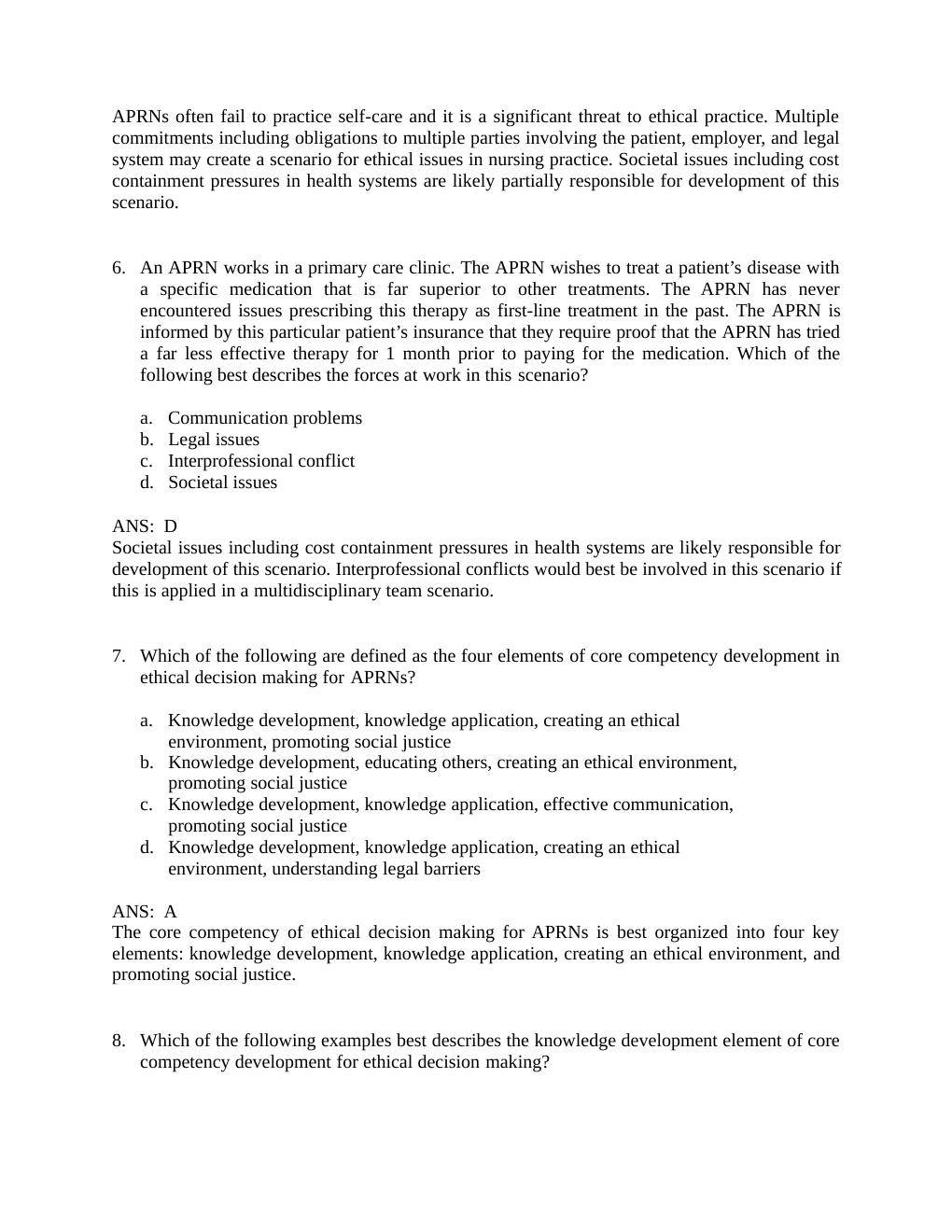 Preview page 9 of Advanced Practice Nursing : Essentials for Role Development 4th Edition Joel Test Bank