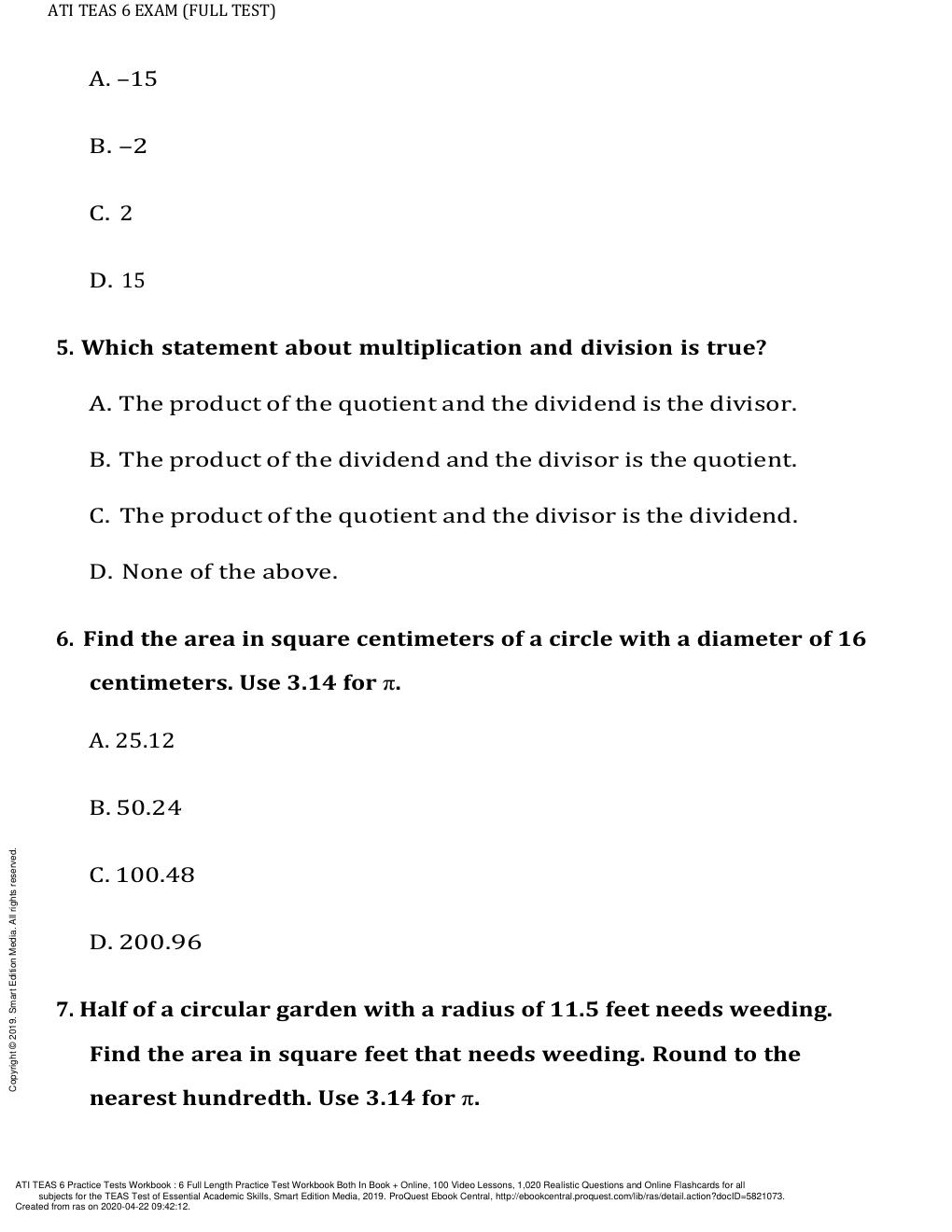 Preview page 3 of ATI TEAS 7 (FULL TEST) ALL 4 SECTIONS 2022