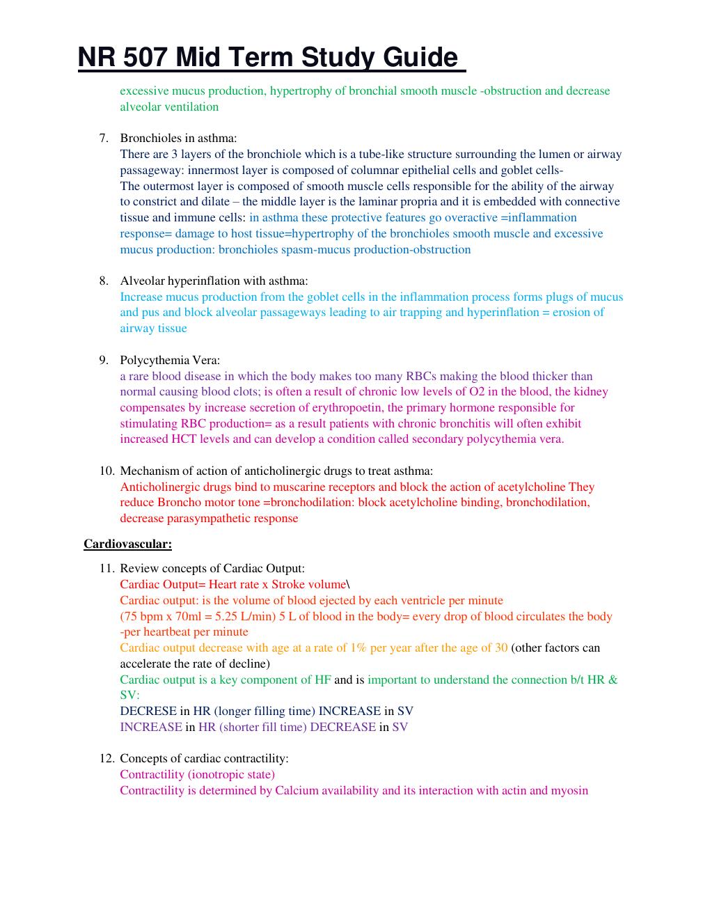 Preview page 2 of NR 507 Mid Term Study Guide BEST ONE GRADED A+
