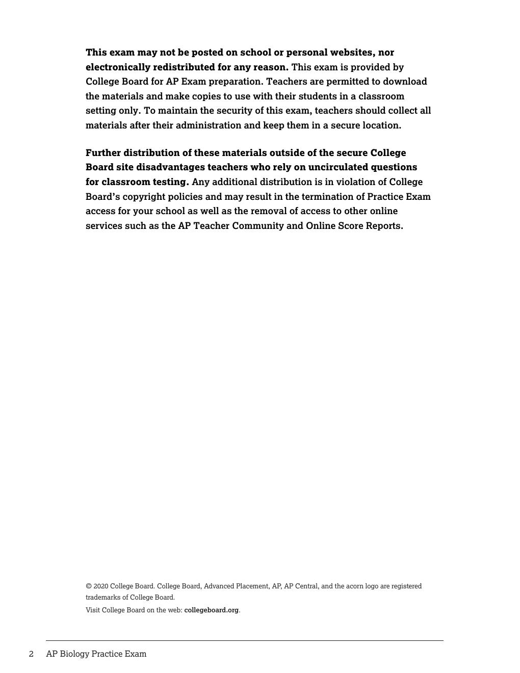 Preview page 2 of AP Biology 2023 Practice Exam 3 and Notes(Latest 2023 Review)