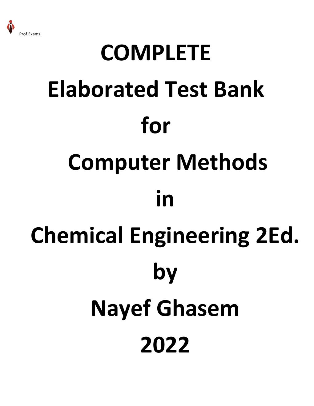 Preview page 2 of Test Bank for Computer Methods in Chemical Engineering 2nd Edition by Nayef Ghasem. ALL Chapters(1-9)