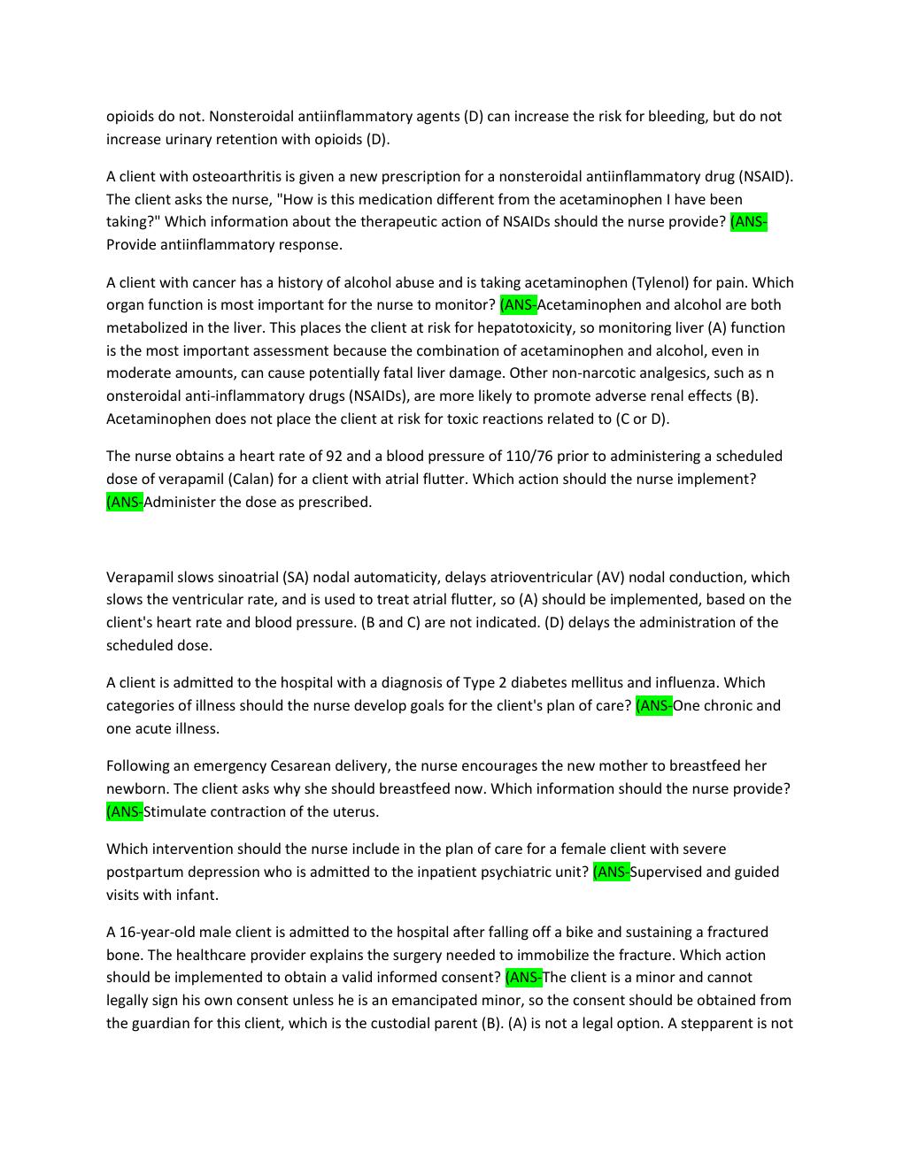 Preview page 2 of HESI Comprehensive Practice Exam 1 Question With Correct Answers