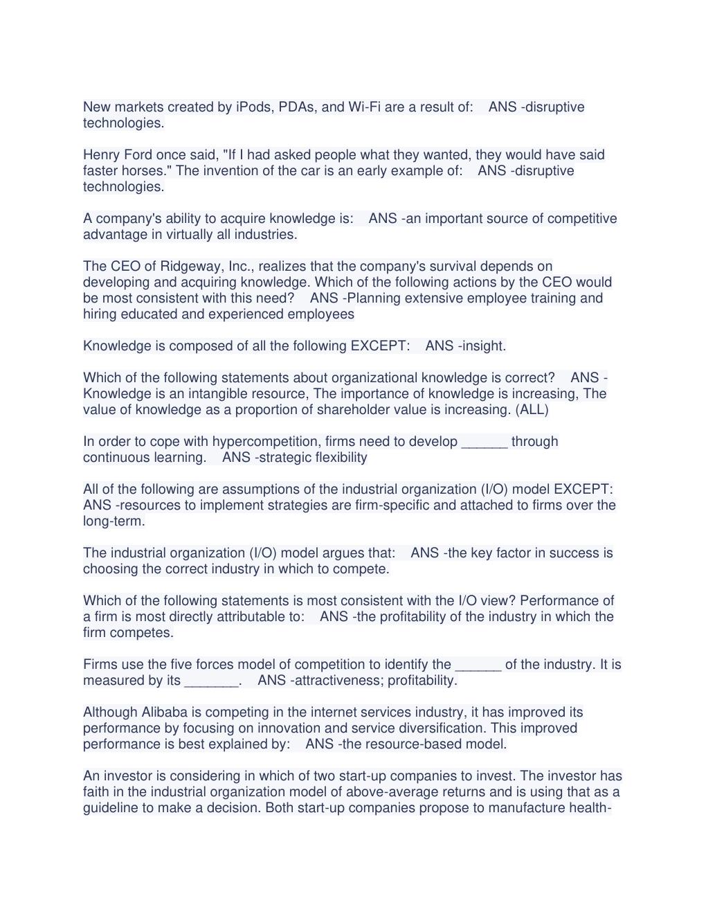 Preview page 2 of MAN 4720 EXAM 1 QUESTIONS  AND ANSWERS, RATED A GUIDE.