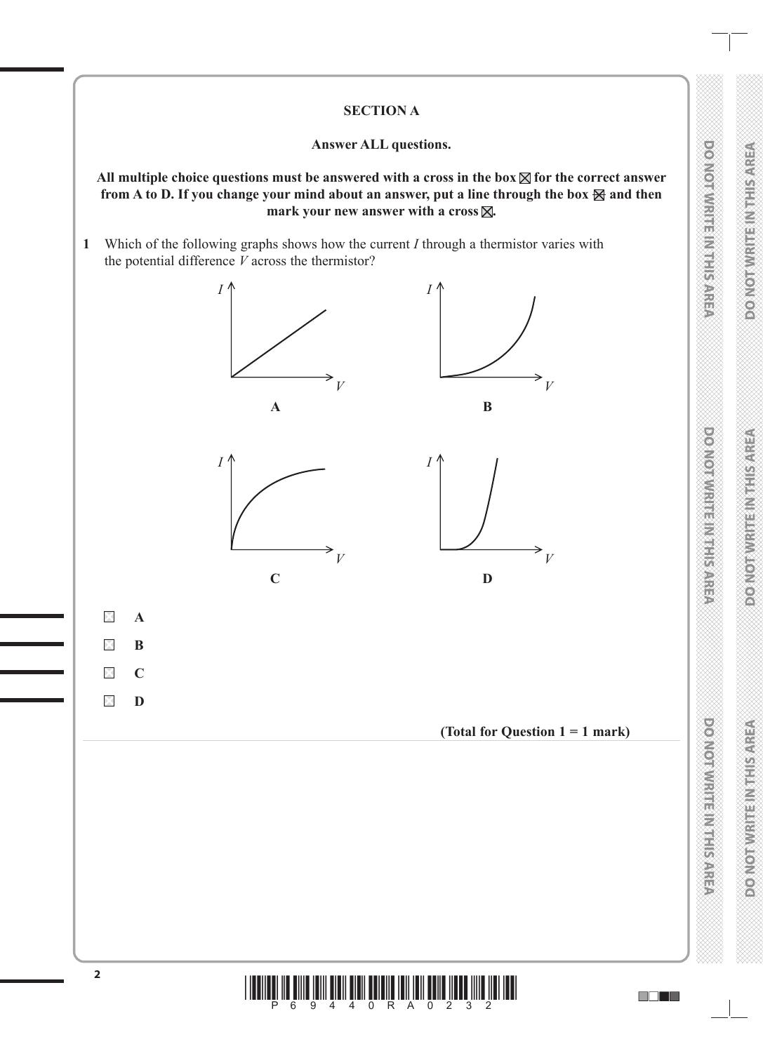 Preview page 2 of Pearson Edexcel GCE In Physics (8PH0) Paper 01 Core Physics II Questions Paper Summer 2022
