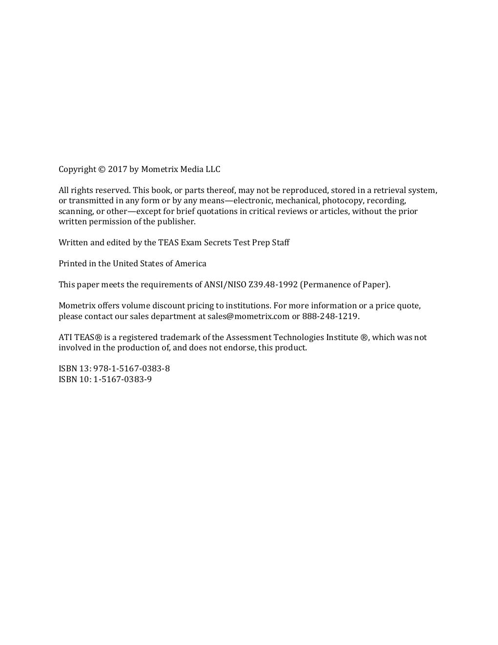 Preview page 4 of ATI TEAS 6 Study Manual, Full-Length Practice Tests, Tutorials for the Test of Essential Academic Skills, Sixth Edition