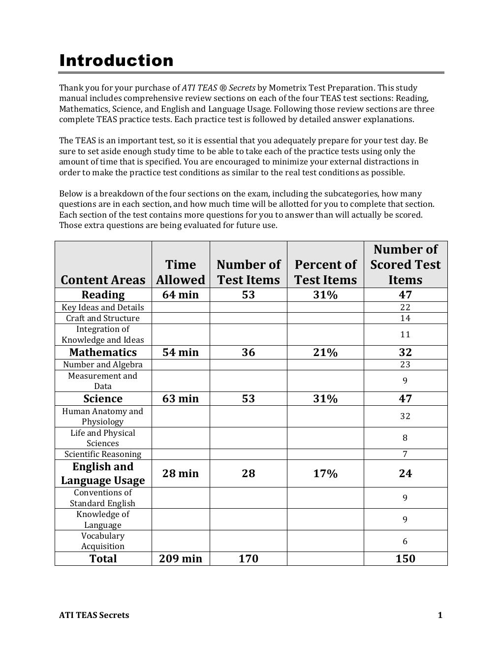 Preview page 9 of ATI TEAS 6 Study Manual, Full-Length Practice Tests, Tutorials for the Test of Essential Academic Skills, Sixth Edition