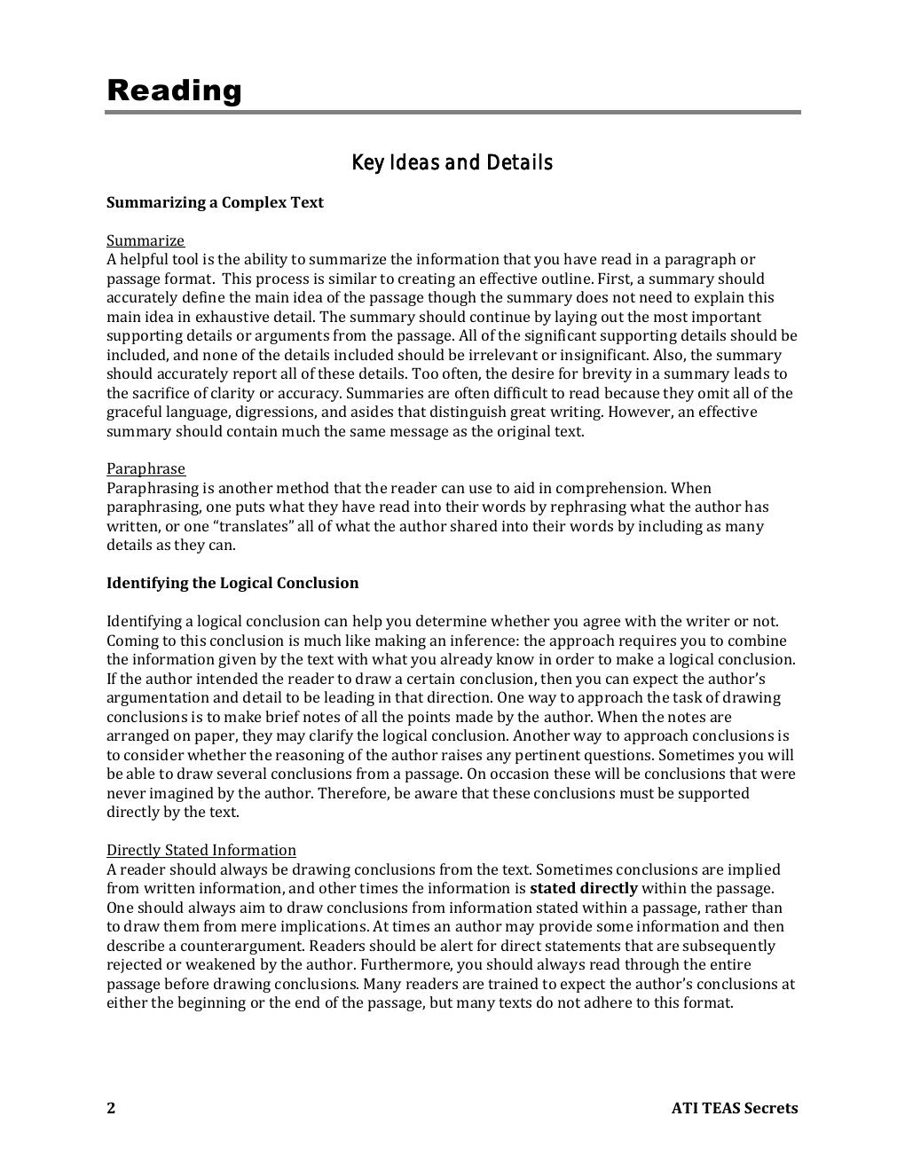 Preview page 10 of ATI TEAS 6 Study Manual, Full-Length Practice Tests, Tutorials for the Test of Essential Academic Skills, Sixth Edition